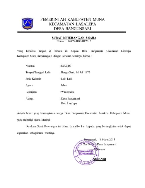 Surat Keterangan Usaha