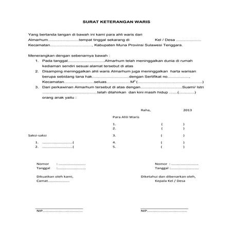Surat keterangan waris | PDF