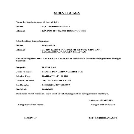 Surat kuasa mutasi bermotor | PDF