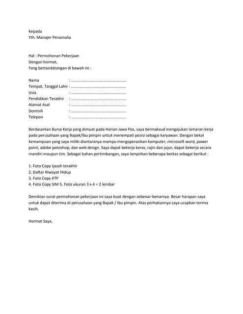 Surat lamaran pekerjaan