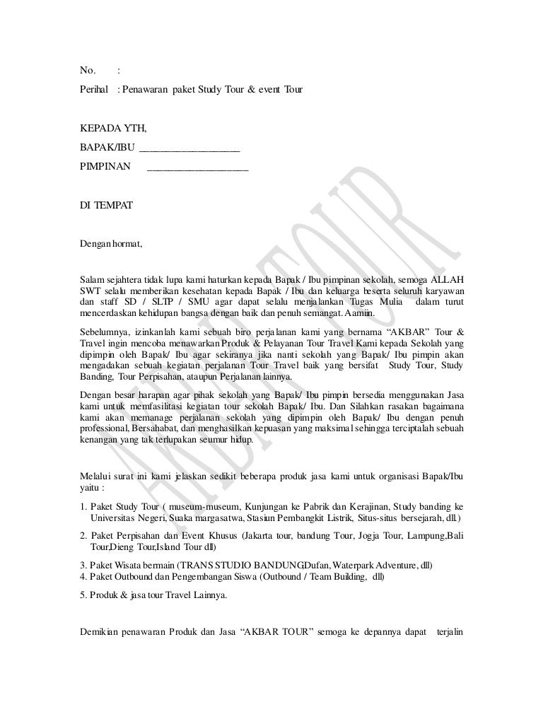 Surat Penawaran Tour