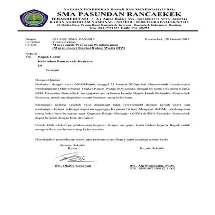 Surat pengantar musrenbang