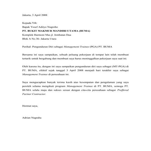 Surat pengunduran diri