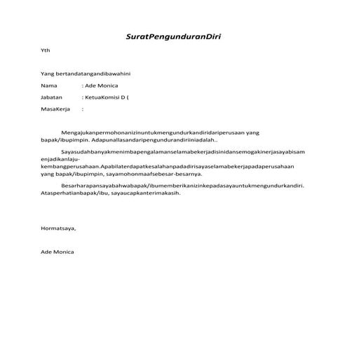 Surat pengunduran diri