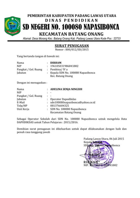 Contoh Surat Tugas Operator Dapodikdas Contoh Surat Surat Terbaru