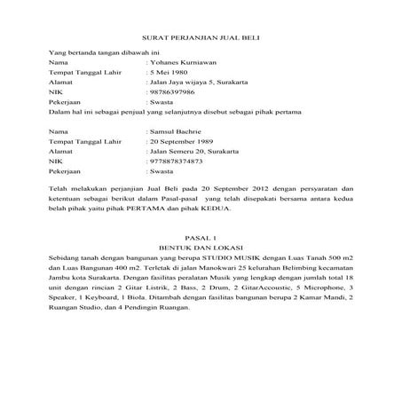 Contoh Akta Pembagian Hak Bersama (APHB) | DOCX