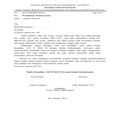 Surat permohonan dana