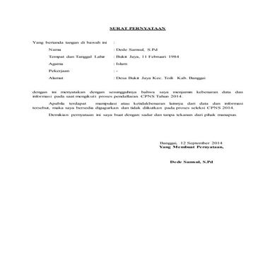 Surat pernyataan | DOCX