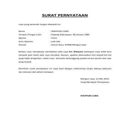 Surat pernyataan | DOCX