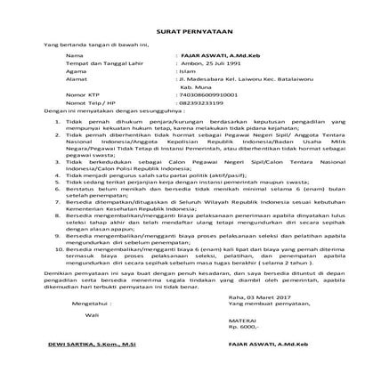 Surat pernyataan nusantara sehat fajar