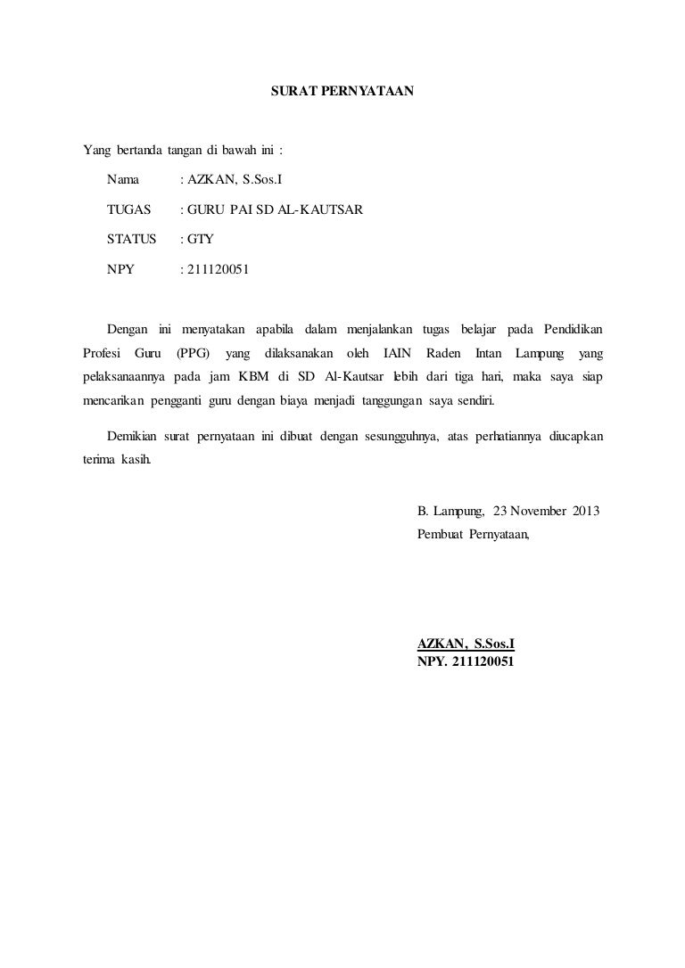 Surat Pernyataan Ppg