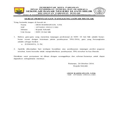 Surat pernyataan tanggung jawab mutlak