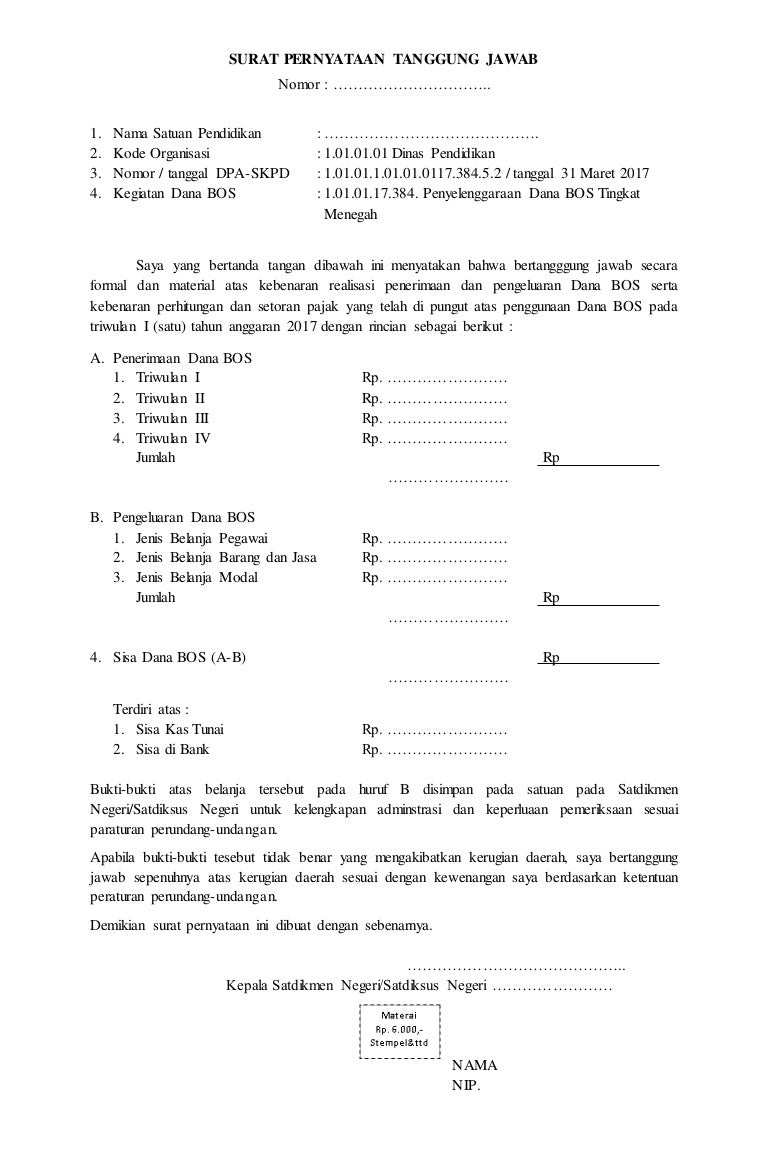 Surat pernyataan tanggung jawab negeri