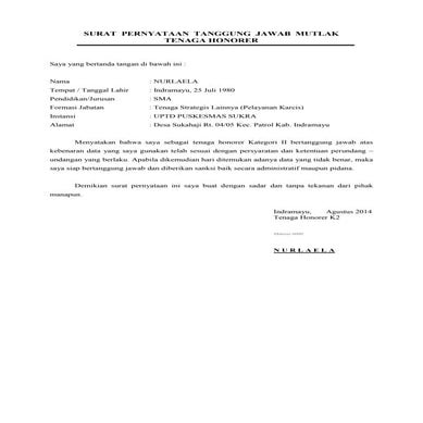 Surat pernyatan k2