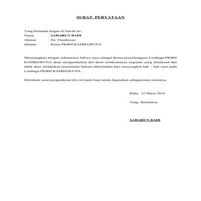 Surat  peryataan memundurkan diri