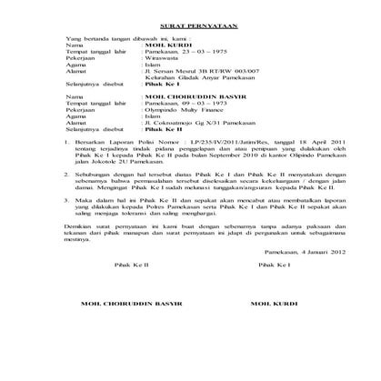 Contoh Akta Pembagian Hak Bersama (APHB) | DOCX