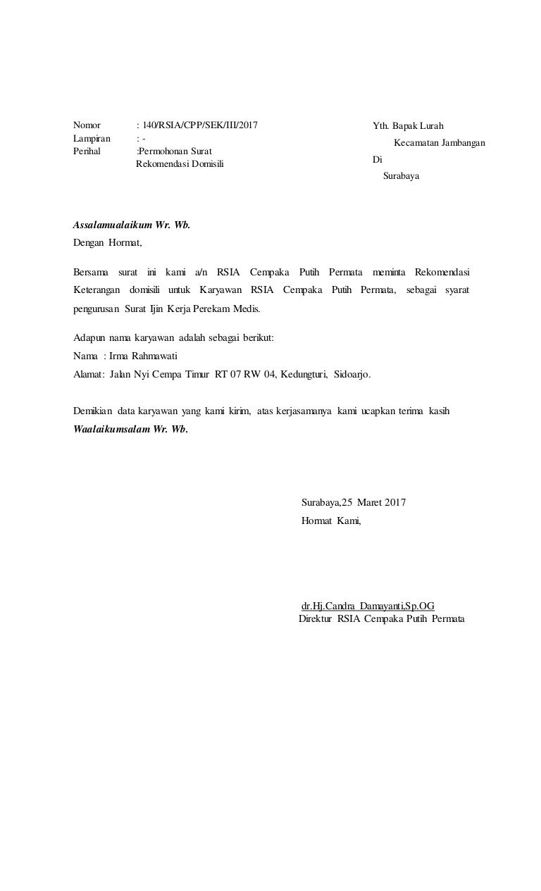 Contoh Surat Permohonan Rekomendasi Kecamatan Nusagates