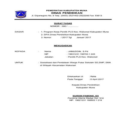 Surat tugas pls wakorsel