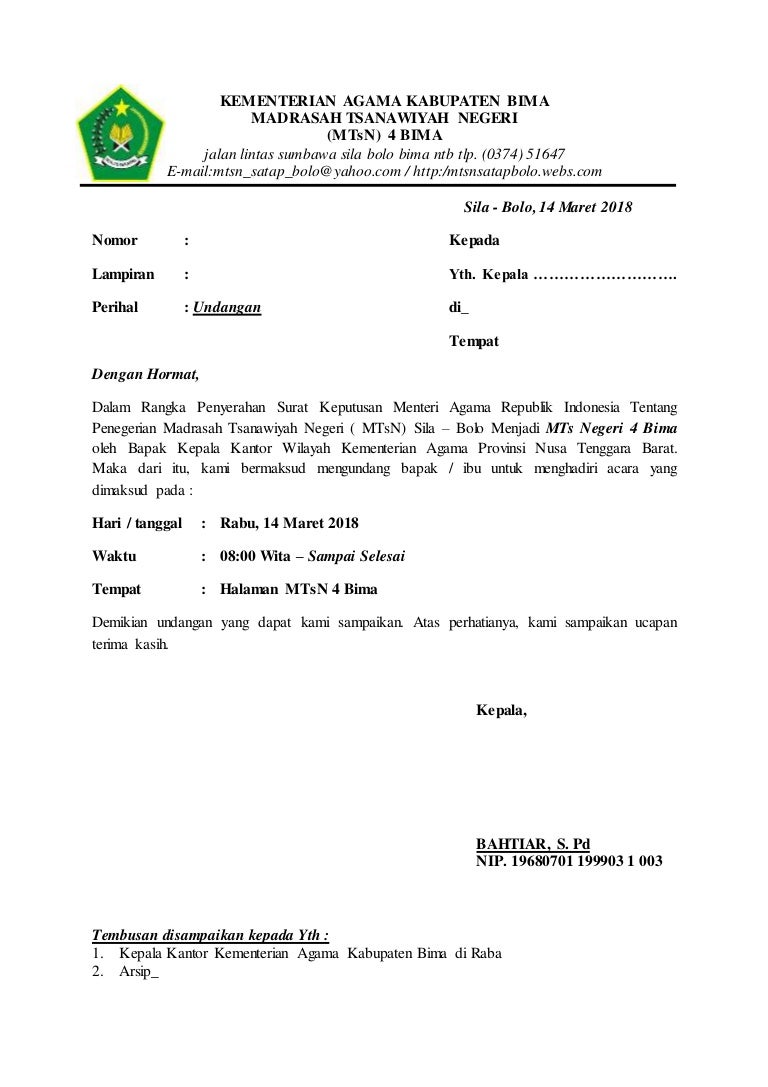 Surat Undangan M Ts N 4 Bima