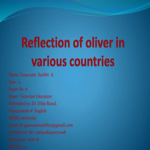 Reflection of oliver Twist in Various country