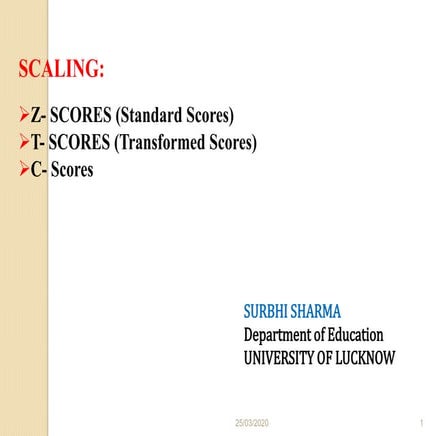Scaling Z-scores T-scores C-scores
