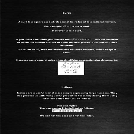 Surds and indeces