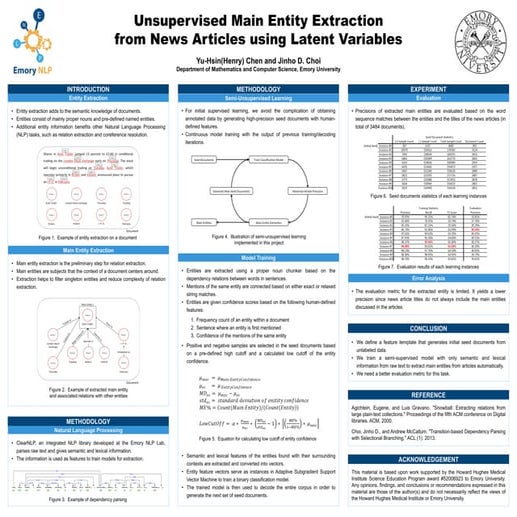 Unsupervised Main Entity Extraction from News Articles using Latent Variables