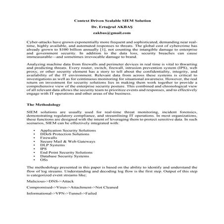 Context Driven Scalable SIEM Solution 