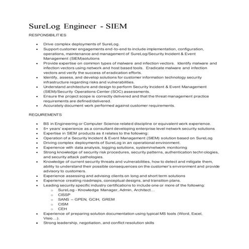 SureLog SIEM Jobs