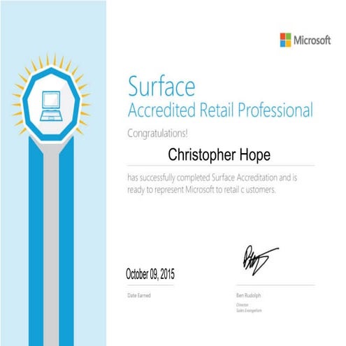 Surface accredited retail professional