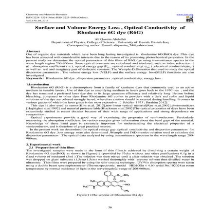 Surface and volume energy loss , optical conductivity  of rhodamine 6 g dye (...