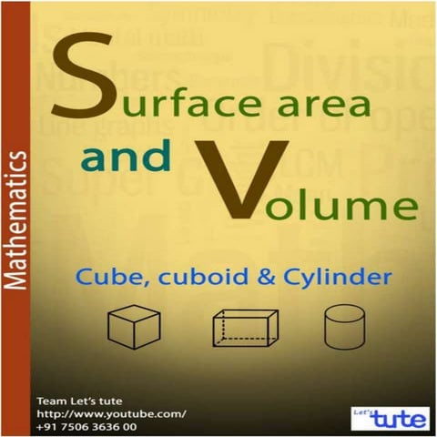 Surface Area of Cube, Cuboid and Cylinder - Surface Area And Volumes | Math | Letstute