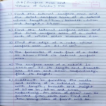 CBSE Grade 8 Mathematics Surface Area and Volume of Solids Worksheet ...