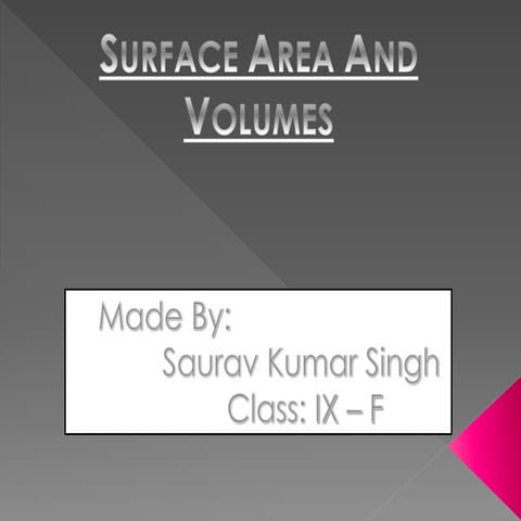 Surface area and volumes