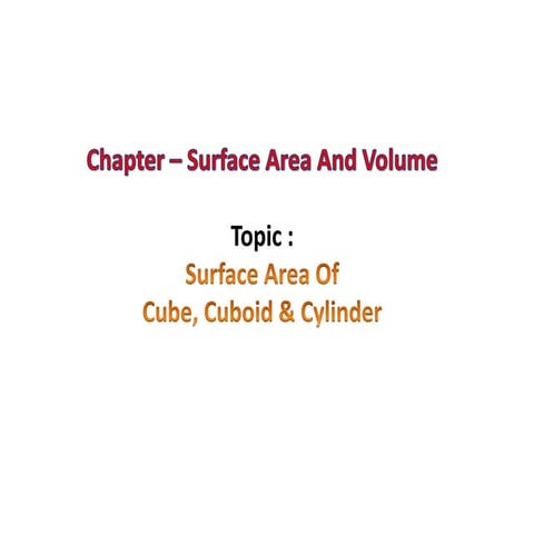 Surface Area Of Cube Cuboid & Cylinder - Surface Area And Volume