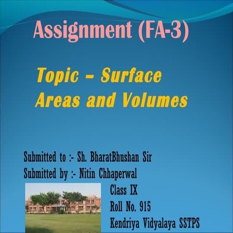 Surface areas and volumes