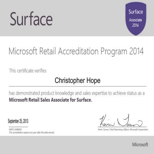 'Surface associate accreditation 2014