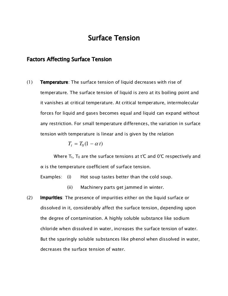 Surface Tension Notes for CET / JEE 2015