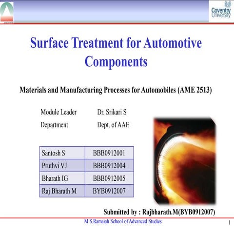 Surface treatment of automotive components 
