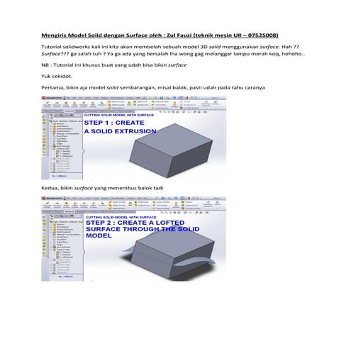 Tutorial solidworks bikin surface | PDF