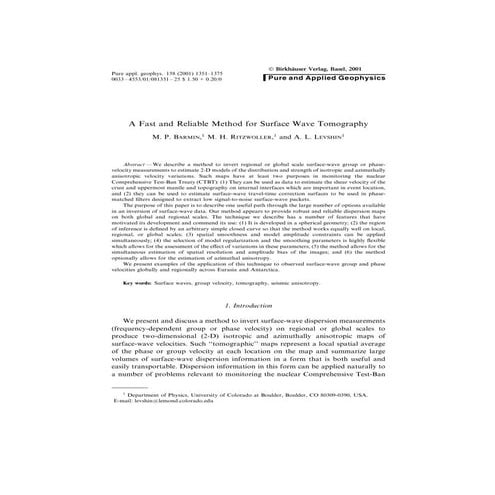Surface Wave Tomography | PDF