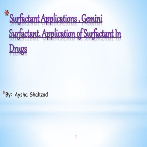 Surfactant applications,gemini surfactant, application of surfactant in drugs