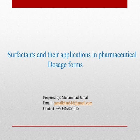 Surfactants and their applications in pharmaceutical dosage form