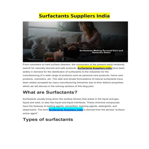 Surfactants Suppliers India | Surfactants Suppliers Delhi
