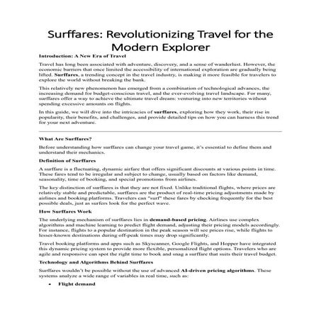 Surffares: Revolutionizing Travel for the Modern Explorer | PDF