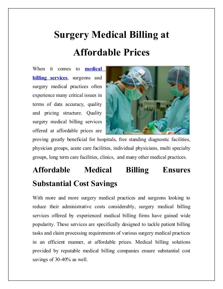 Surgery Medical Billing at Affordable Prices