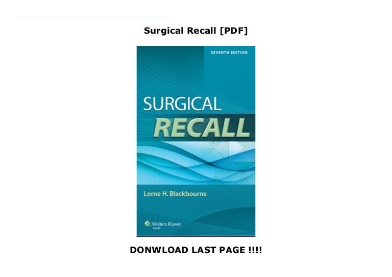 Surgical Recall [DOWNLOAD]