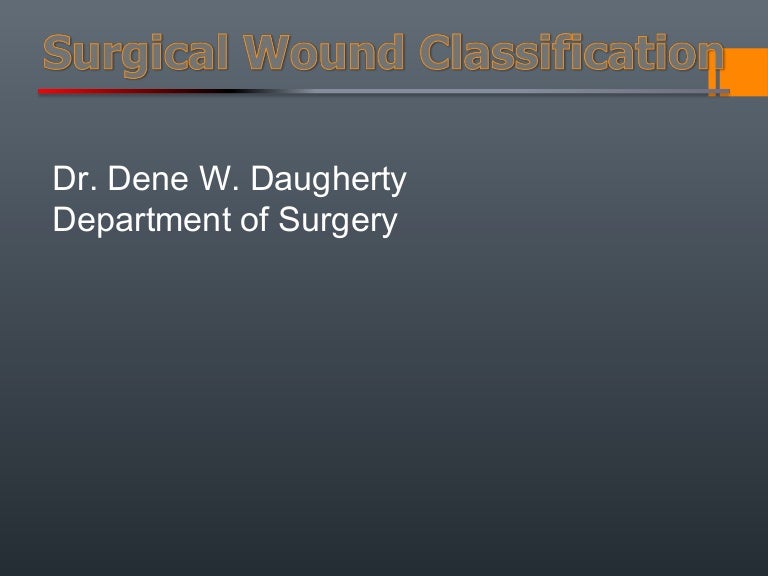Surgical Wound Classification