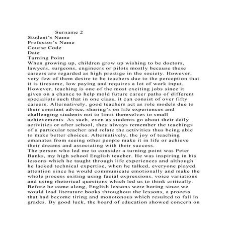 Surname 2Student’s NameProfessor’s NameCourse CodeDate.docx