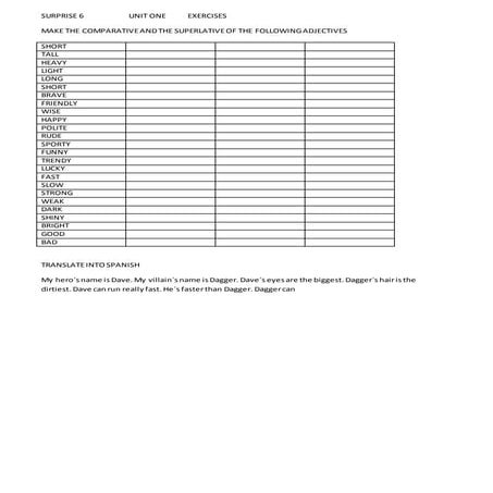 Surprise 6 unit one exercises | DOCX